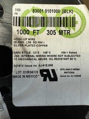 Belden 83001 0101000 Hook-Up Wire 28AWG Silver Plated Copper 1000FT BLK