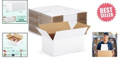 Reliable 30-Pack White Corrugated 9x6x4 Shipping Boxes for Secure Mailing