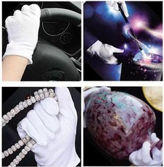 12 Pairs XL+ White Cotton Inspection Gloves – Soft Jewelry Coin Work Gloves
