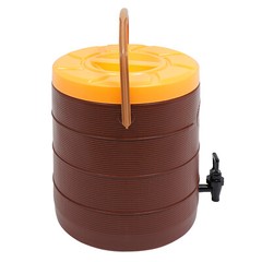 6.6gal Brown Insulated Beverage Dispenser Hot Cold Drink Dispenser with Faucet