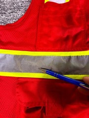 Uline Safety Work Vest Mens XL Red Sleeveless High Visibility Reflective Utility