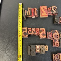 Large Lot of 42 Vintage Wood Letterpress Type Printers Blocks Mixed Numbers $ #3