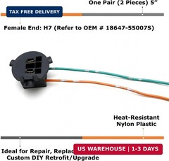 iJDMTOY One Pair OE-Spec H7 Bulb Socket Retainer Holder Adapters Compatible With