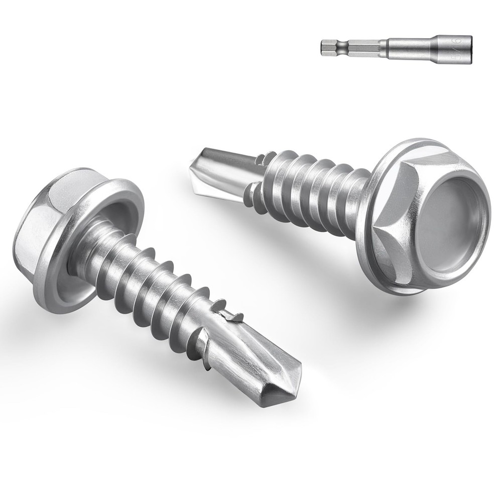 BNUOK #10 x 3/4 Inch Self Drilling Screws, #10×3/4″, Silver 0.5lb Per Box
