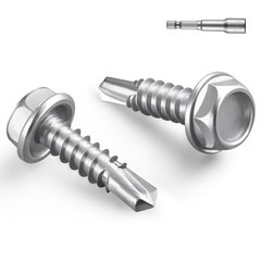 BNUOK #10 x 3/4 Inch Self Drilling Screws, #10×3/4″, Silver 0.5lb Per Box