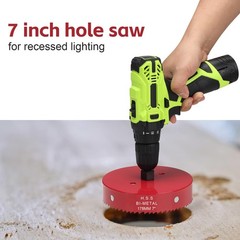 Hole Saw 7 Inch, 32 mm Cutting Depth HSS Bi-Metal for 7 Red
