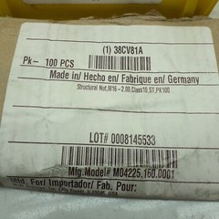 100 Pack M16-2.00 Structural Nut Class 10 Hot Dipped Galvanized M04225.160.0001