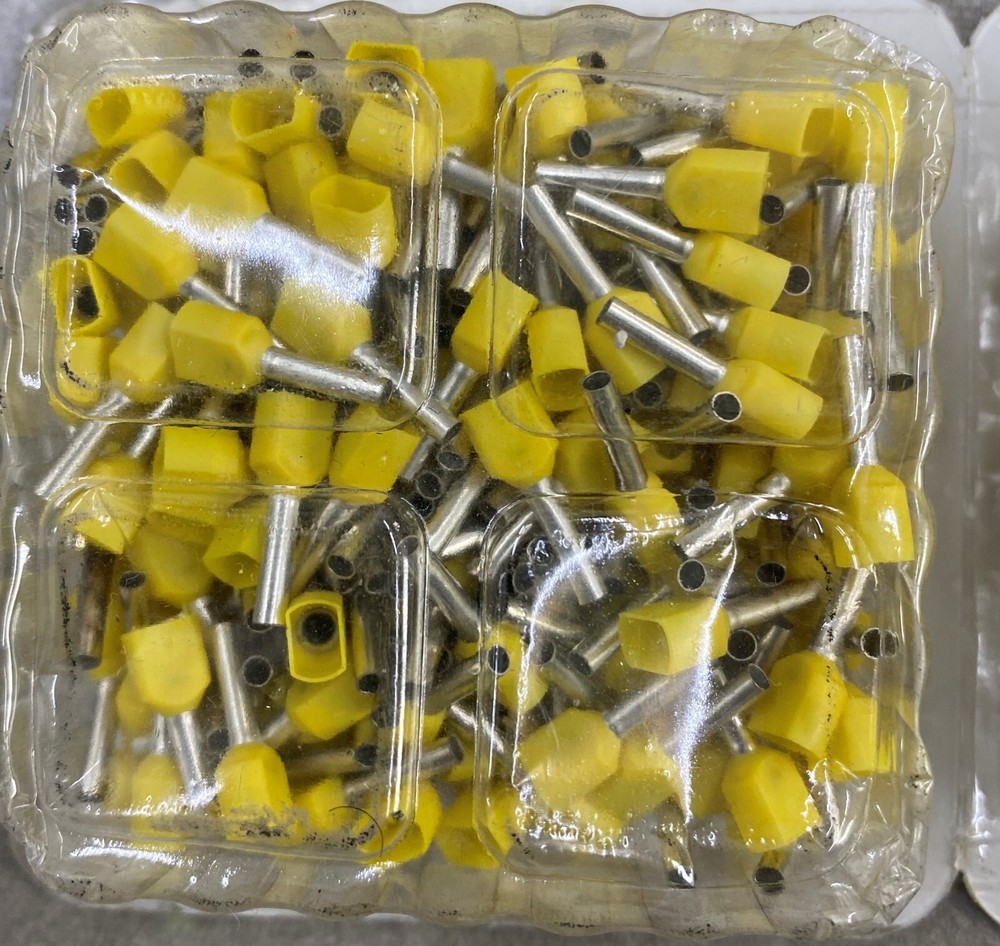 BM 00555 Insulated End Sleeve/Bootlace Lug, 2 X 1mm2/18 AWG,Yellow, 200 Pc’s Pkt