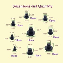 100 Pcs Silicone Rubber Hole Plugs Set 9 Sizes T Type