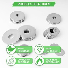 108Pcs 304 Stainless Steel Flat Washers, Fender Washers Assortment Kit 12 Sizes