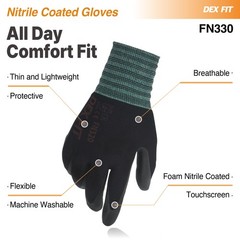 Nitrile Work Gloves Fn330 1 Pair 3dcomfort Stretchy Fit Firm Grip Thin & Lightwe