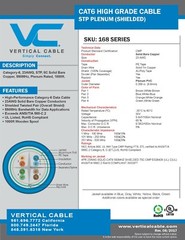 Vertical Cable 168-301/S/P/BL High Grade F/UTP Shielded CAT6 Plenum Blue /100ft