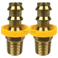 2 Pack Easy Lock Brass Hose Barb Fitting Connector 3/8″ Push-Lock x 1/4″ MNPT