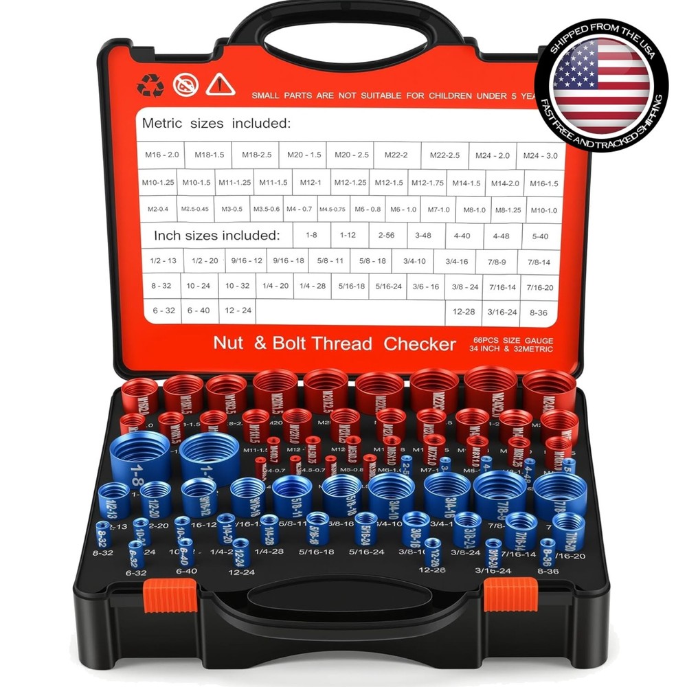 66 Pcs Thread Checker – Fast Identification for Standard & Metric Sizes