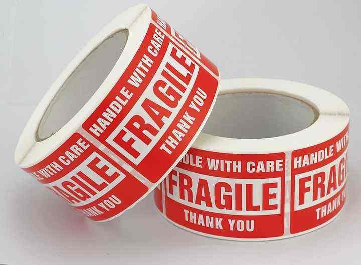 Fragile Handle with CARE 1000 Stickers High Quality Strong BPA free 2 big rolls