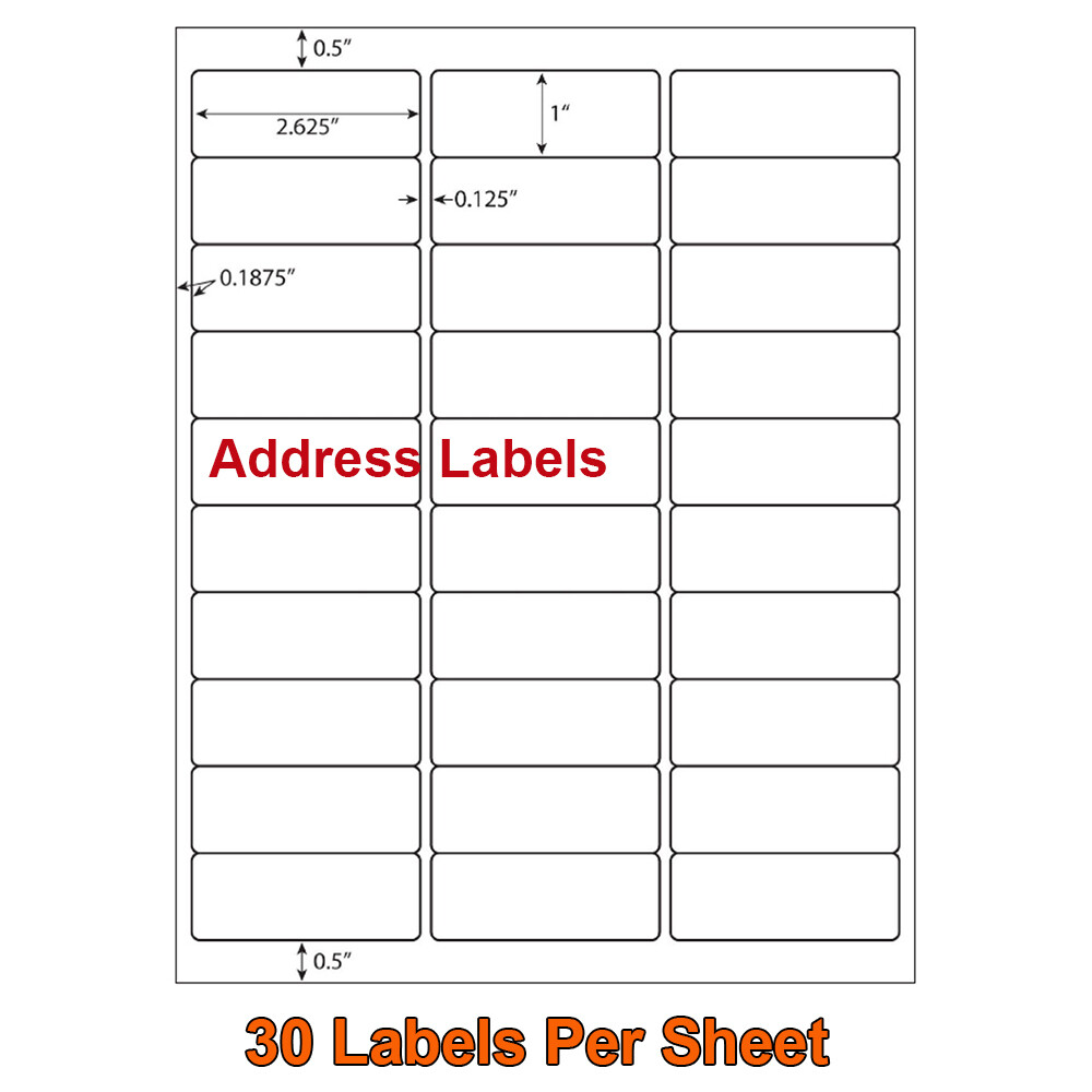 100-2000 Sheet Mailing Address Barcode Shipping Label Self Adhesive 30 Per Sheet