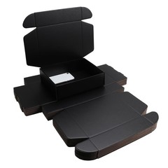 Black Corrugated Shipping Packaging Box L10xW8xH2.8 Inch Gifts Invitations