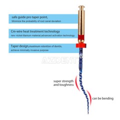 AZDENT Dental NITI Endo Rotary Files Gold Taper Endodontic Engine Use SX-F3 25mm