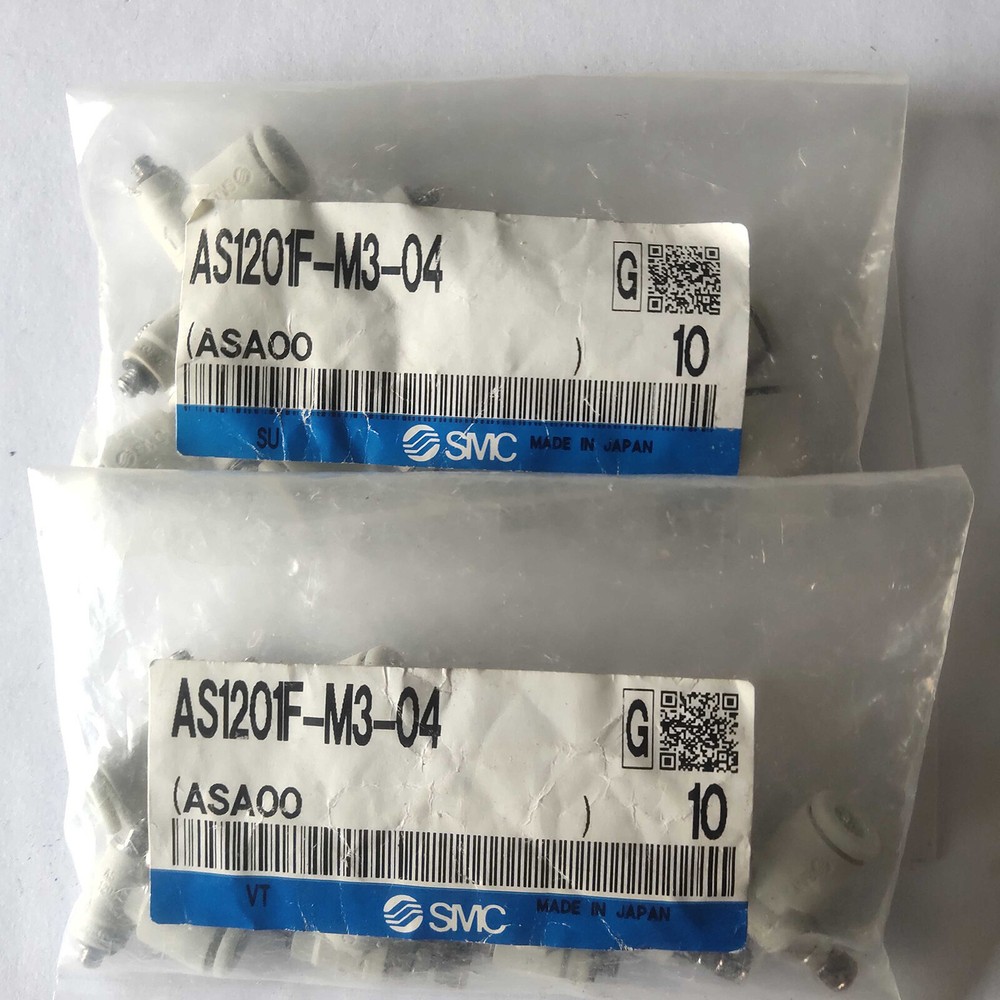 1Bag/10pcs SMC AS1201F-M3-04 Air Flow Control Valve PBT Elbow, M3 Male x 4 mm ✦K