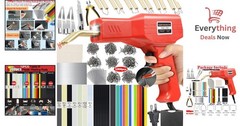 220W Plastic Welder Kit Hot Stapler Bumper Repair Gun 1000 Staples 100 Rods 2in1