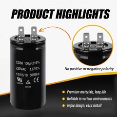 2 PCS 100uF MFD 15% CD60 250VAC 50/60Hz Motor Start Capacitor Electric