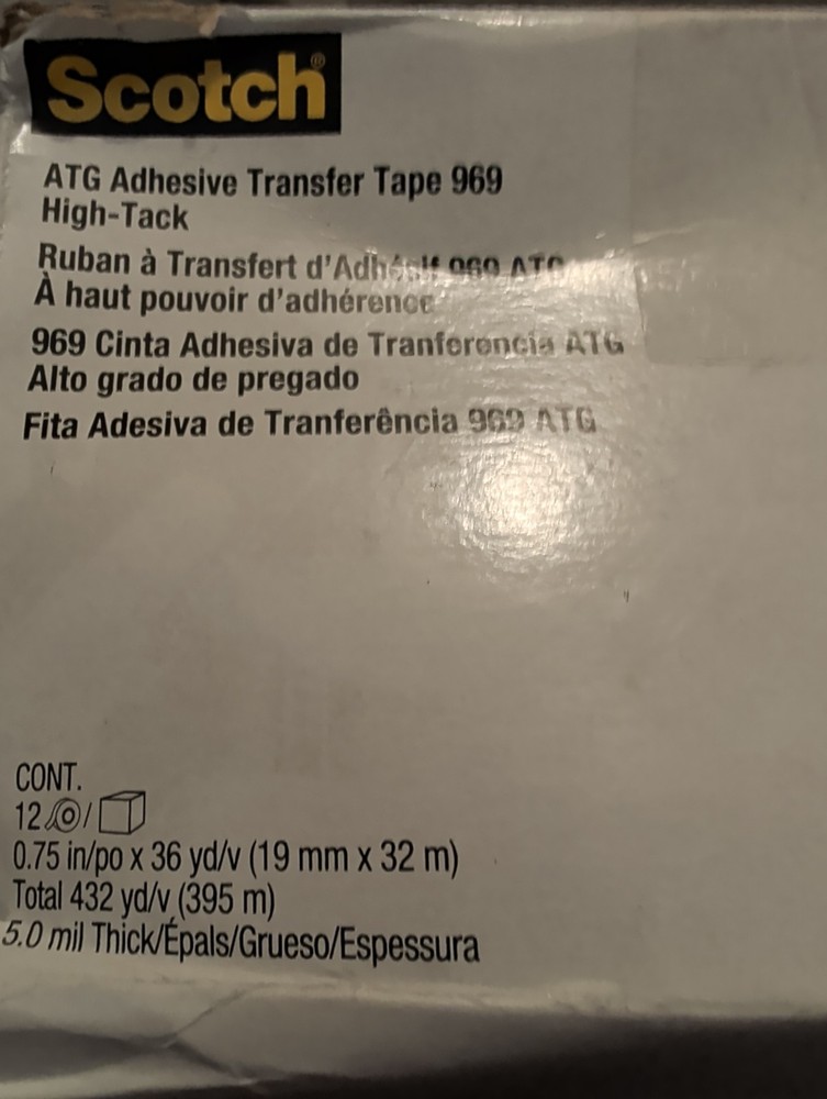 3M Scotch ATG 969 Adhesive Transfer Tape 12 Rolls 3/4″ x 36 yds.