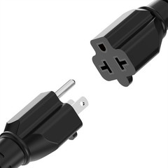 15A 125V AC Port Plug, 5-in-1 T-Blade Adapter & 18” Extension Cord Waterproof