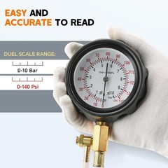 0-140PSI Fuel Pressure Gauge Kit | Fuel Injection Pump Pressure Tester Gauge Kit