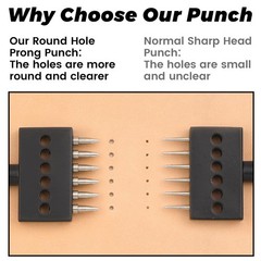 DIUDUS Leather Hole Punch, Prong Punch Tool 6mm 2/4/6 Lacing Stitching Punch,…
