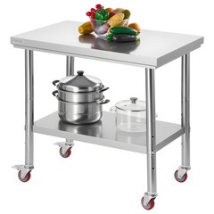 VEVOR Stainless Steel Table 24 x 35.4 in Kitchen Prep Table with Wheels