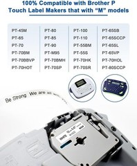 4-Pk/Pack Label Tape for Brother P-Touch eqv M231 M-K231 MK231 12mm Black/White