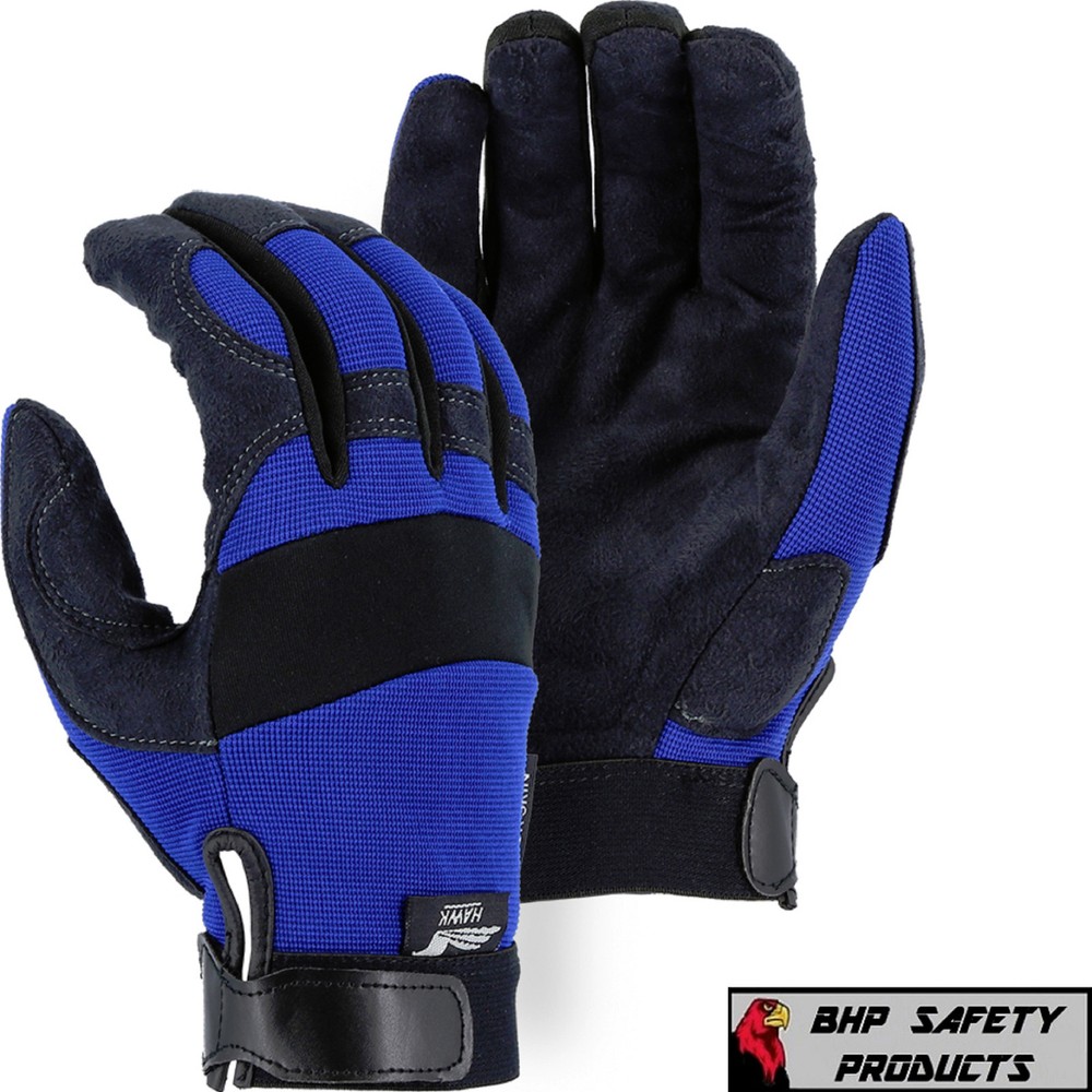 MAJESTIC GLOVE MECHANICS WORK GLOVES ARMORSKIN SYNTHETIC LEATHER SZ XL 2137BL