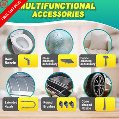 Multi-Surface Handheld Pressurized Steam Cleaner with 13 PCS LARGE, White