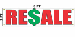 RESALE Banner Sign 2×8 for Business Shop Building Front