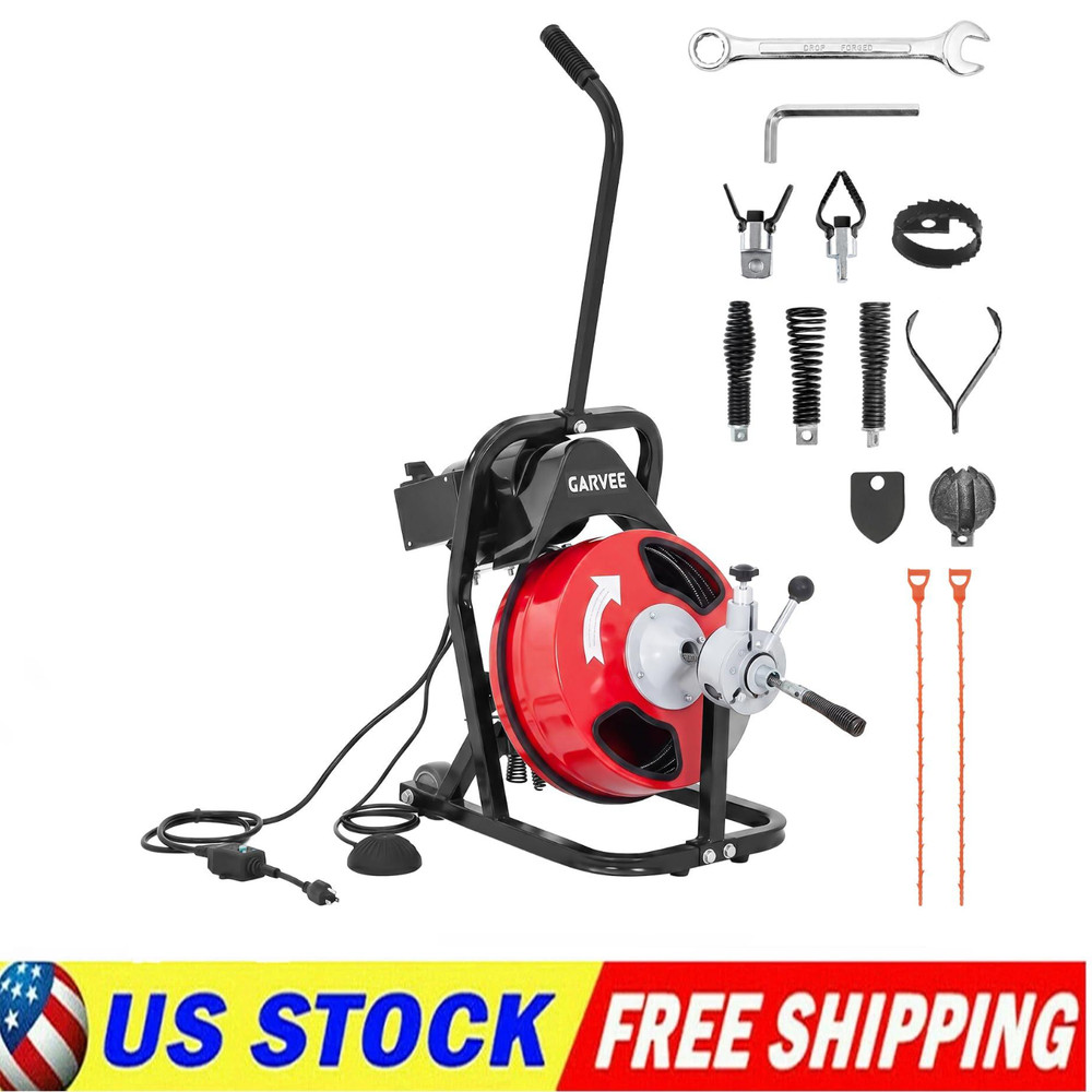 50 FT x 1/2 In Electric Drain Cleaner Machine ,Auto Feed Drain Auger Sewer Snake