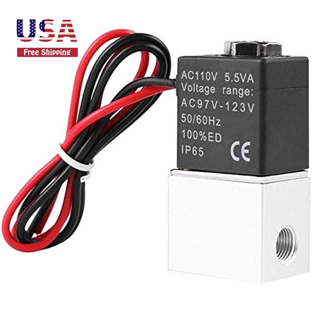 2 Way Normally Closed AC 110V Electric Solenoid Air Valve 1/8″ NPT