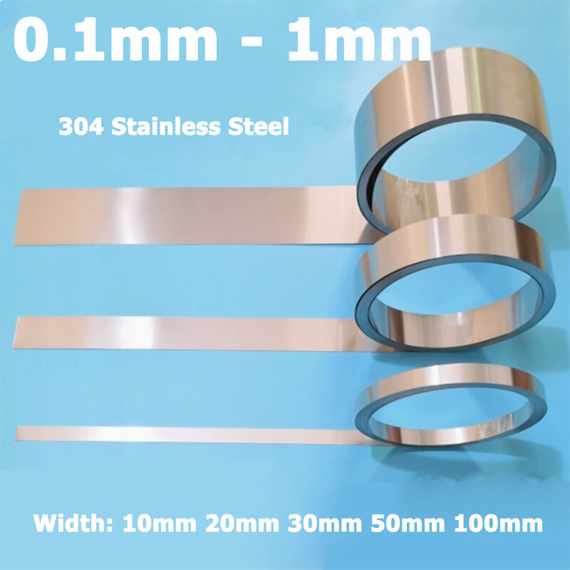 0.1mm – 1mm Thick 304 Stainless Steel Flat Bar Metal Strip Sheet Foil Band Roll