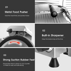 Electric Commercial Meat Slicer 10in Steel Blade Frozen Meat Cheese Slicer 240W
