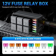 Waterproof 12V Relay Fuse Box Kit with Pre-Wired Harness for Automotive Use