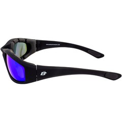 Birdz Eyewear Oriole Padded Riding Sunglasses Gloss Black Frames Blue Lenses