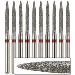 Dental Diamond Burs Flame Bur 863/012F Fine Grit Red FG for High Speed Turbine