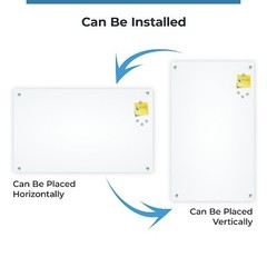 Tempered Glass Whiteboard Frameless Wall Mounted with Tray and Markers w Magnets