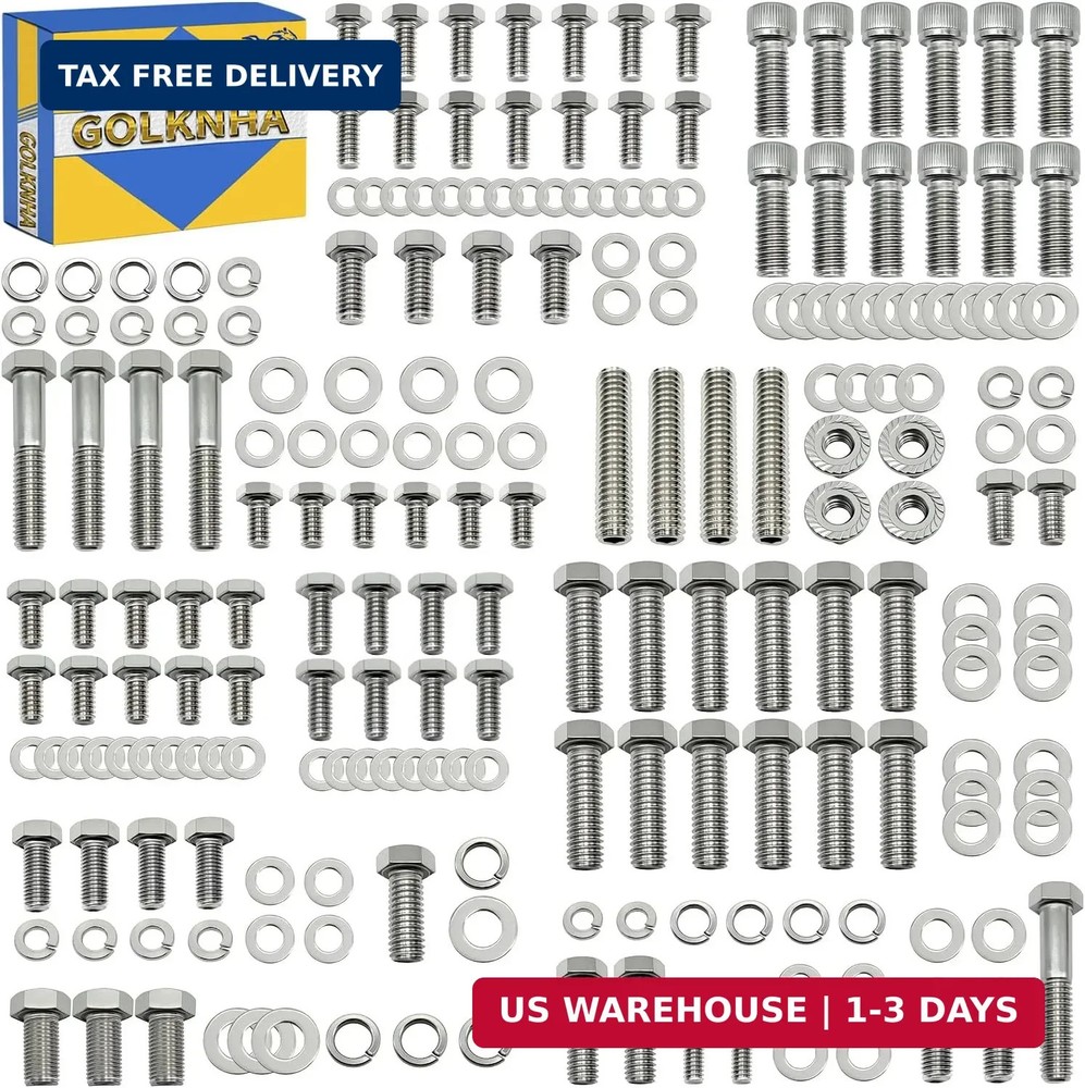 211 Pcs Oil Pan Bolts Stainless Steel Kit Compatible with Chevy SBC 265 283 302