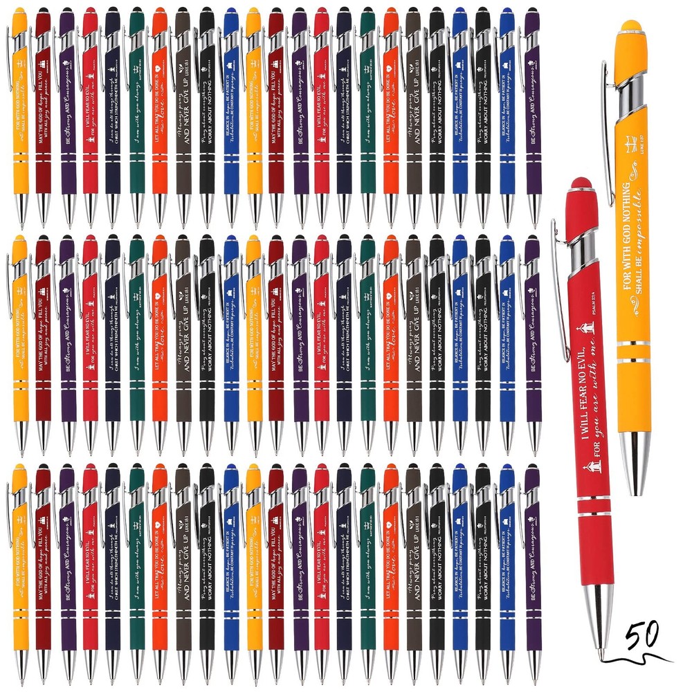 50Pcs Christian Pens Gift Bulk Bible Verse Inspirational Ballpoints Screen Touch