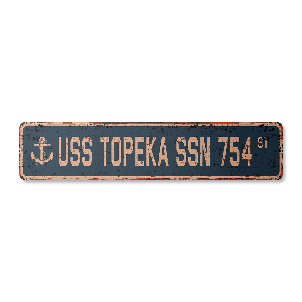 USS TOPEKA SSN 754 Vintage Street Sign us navy ship veteran sailor rustic gift