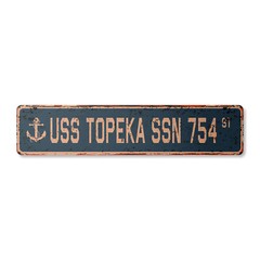 USS TOPEKA SSN 754 Vintage Street Sign us navy ship veteran sailor rustic gift