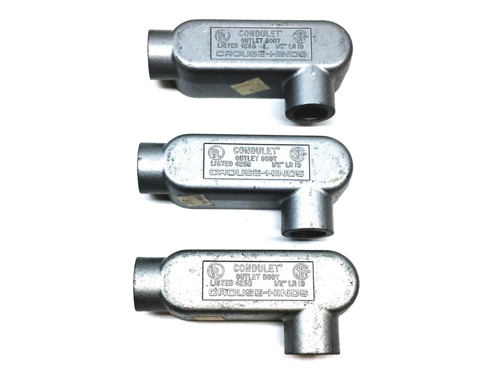 Crouse-Hinds 1/2 Inch 5 CU IN Condulet Outlet Body 425B LR19 [Lot of 3] NOS