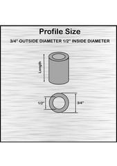 Black Anodize Aluminum Spacer Bushing 3/4″ OD x 1/2″ ID (1/2″ Length, 10 Pack)