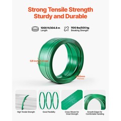 Uimoso Banding Strapping Kit with 5/8″ 1000ft PET Strap and 300 Metal Seals