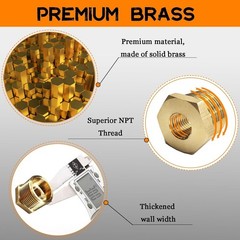 Corrosion-Resistant 3/4″ to 3/8″ NPT Brass Reducer – 2 Pieces for Plumbing